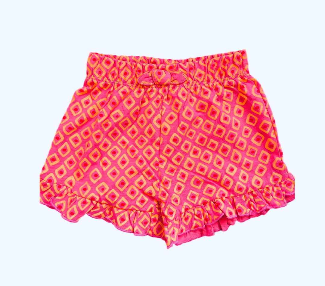 Losan Baby Pink Heart Tee & Ruffles Aztec Shorts Set