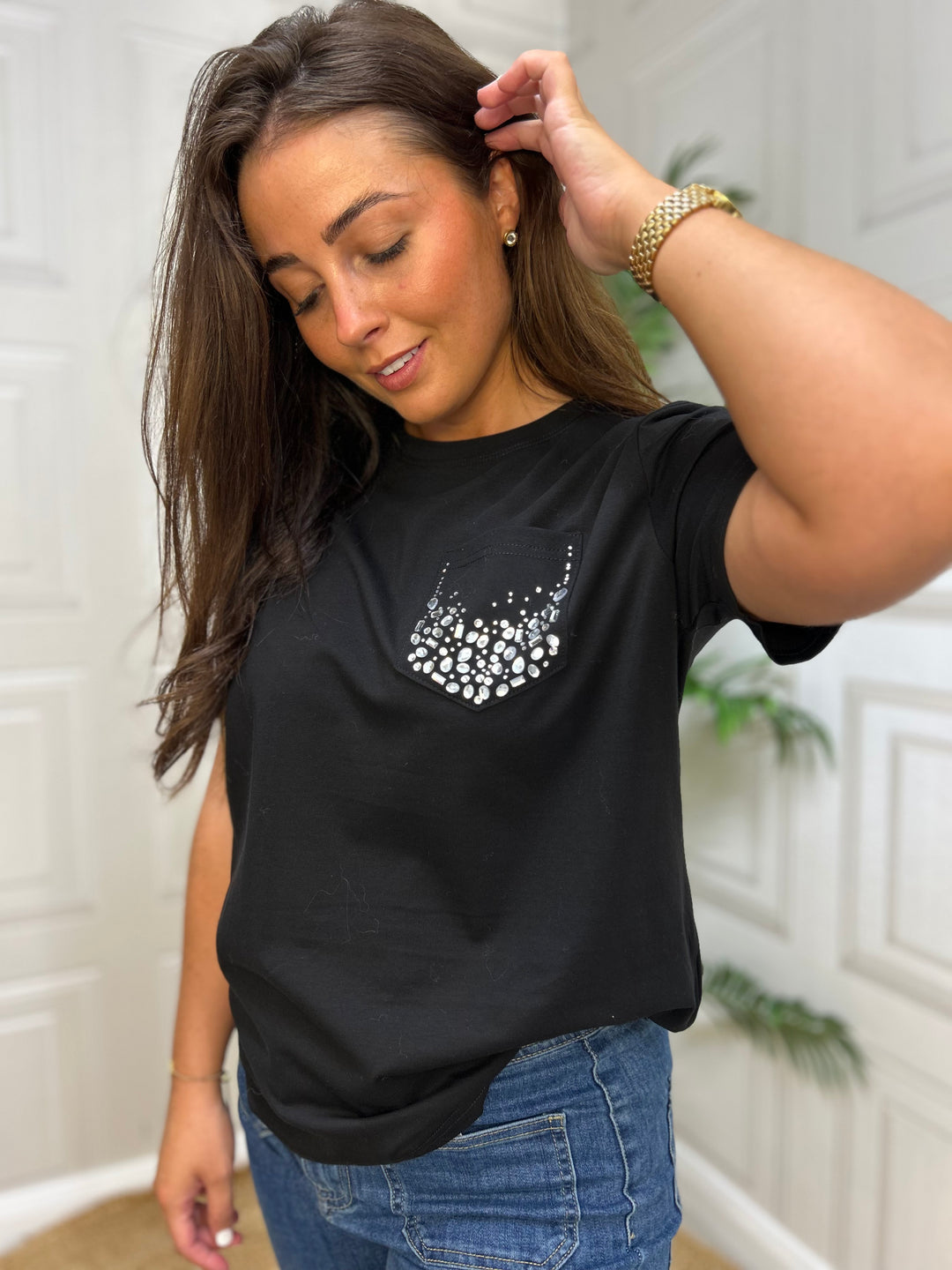 Goa Goa Kimberly Black Embellished Tee