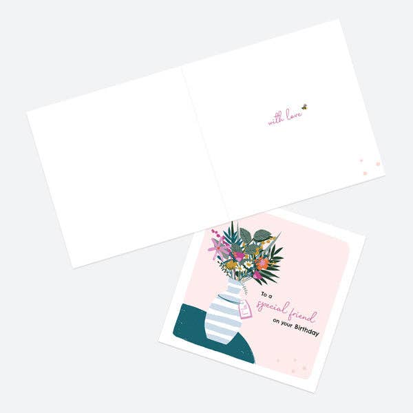 Friend Birthday Card - Pretty Wildflowers - Vase - Special Friend