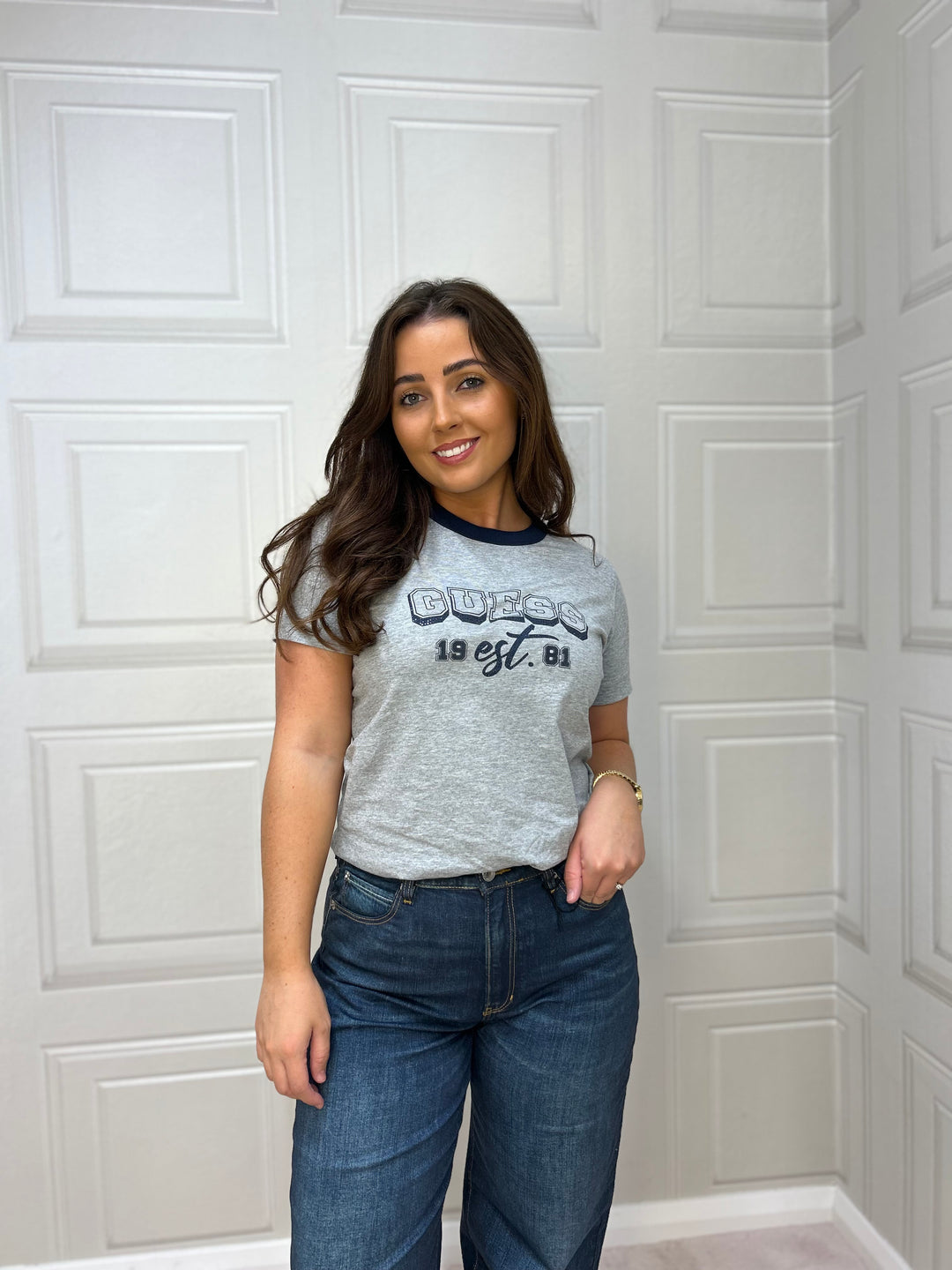Guess Grey & Navy Logo T-Shirt