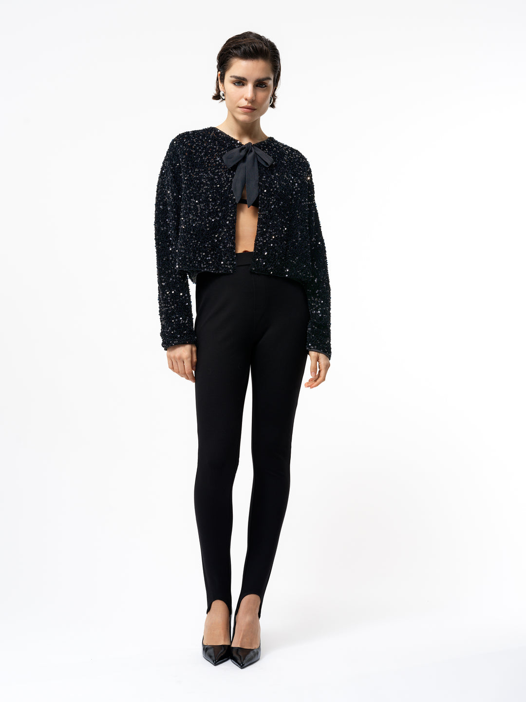 French Connection Monet Sequin Cropped Jacket Cardigan