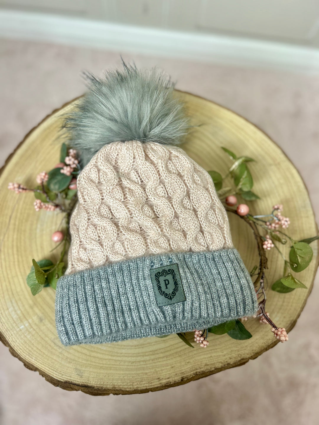Perfect Two Tone Fleece Lined Hat Pale Pink