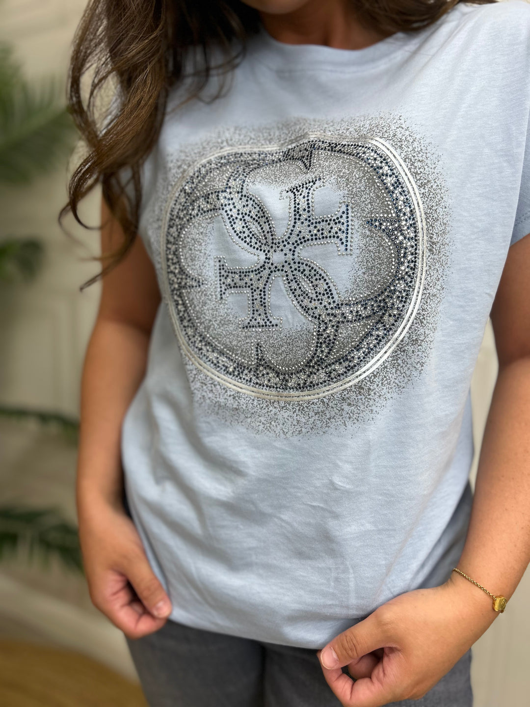 Guess Light Blue Slim Fit 4G Logo T-Shirt