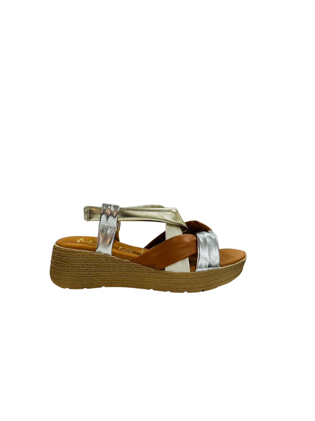 Marila Yarata Tan/Metallic Wedge Sandal