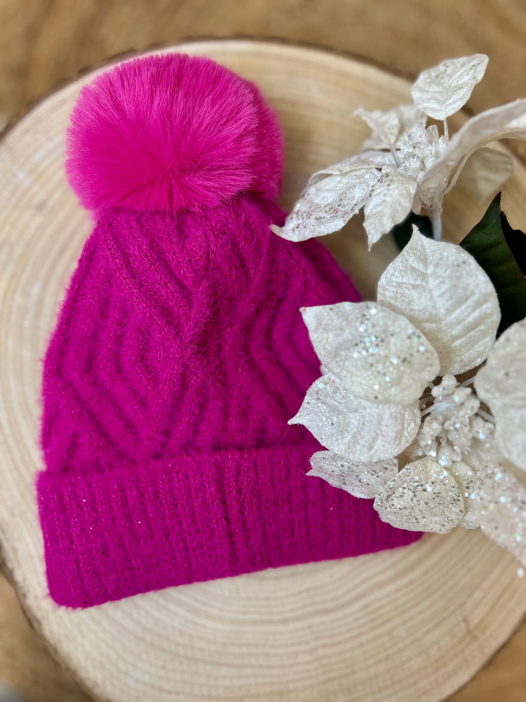Jenny Glow (33047) Fuchsia Fur Lined Bobble Hat