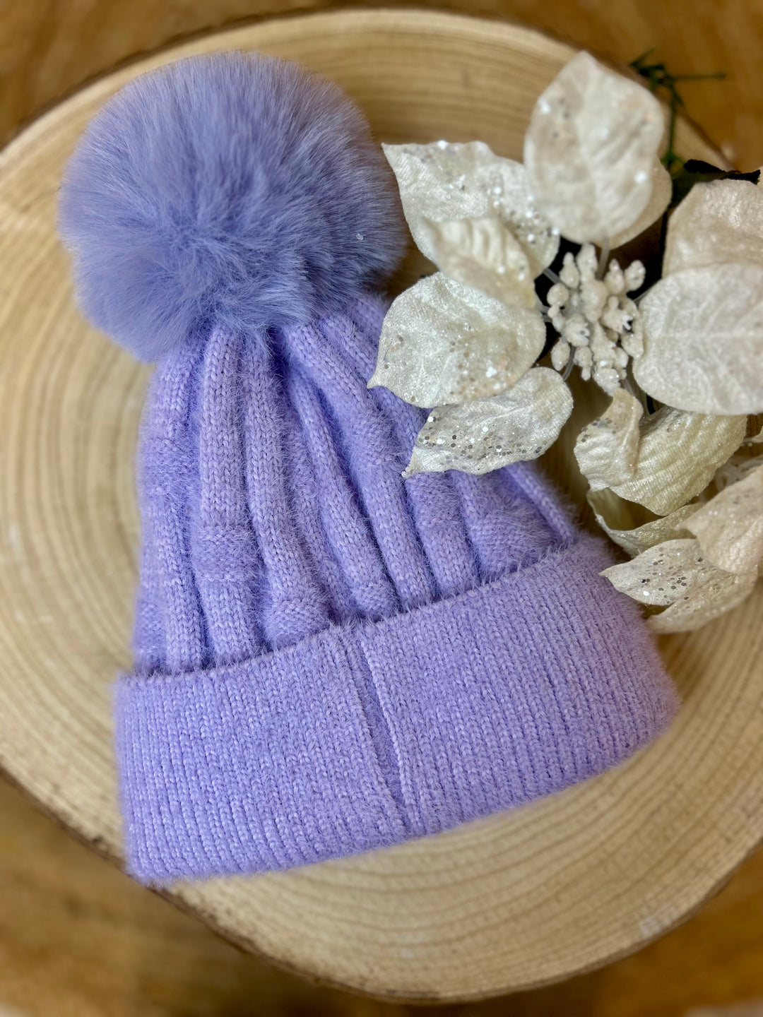 Jenny Glow (33048) Lilac Fleece Lined Bobble Hat