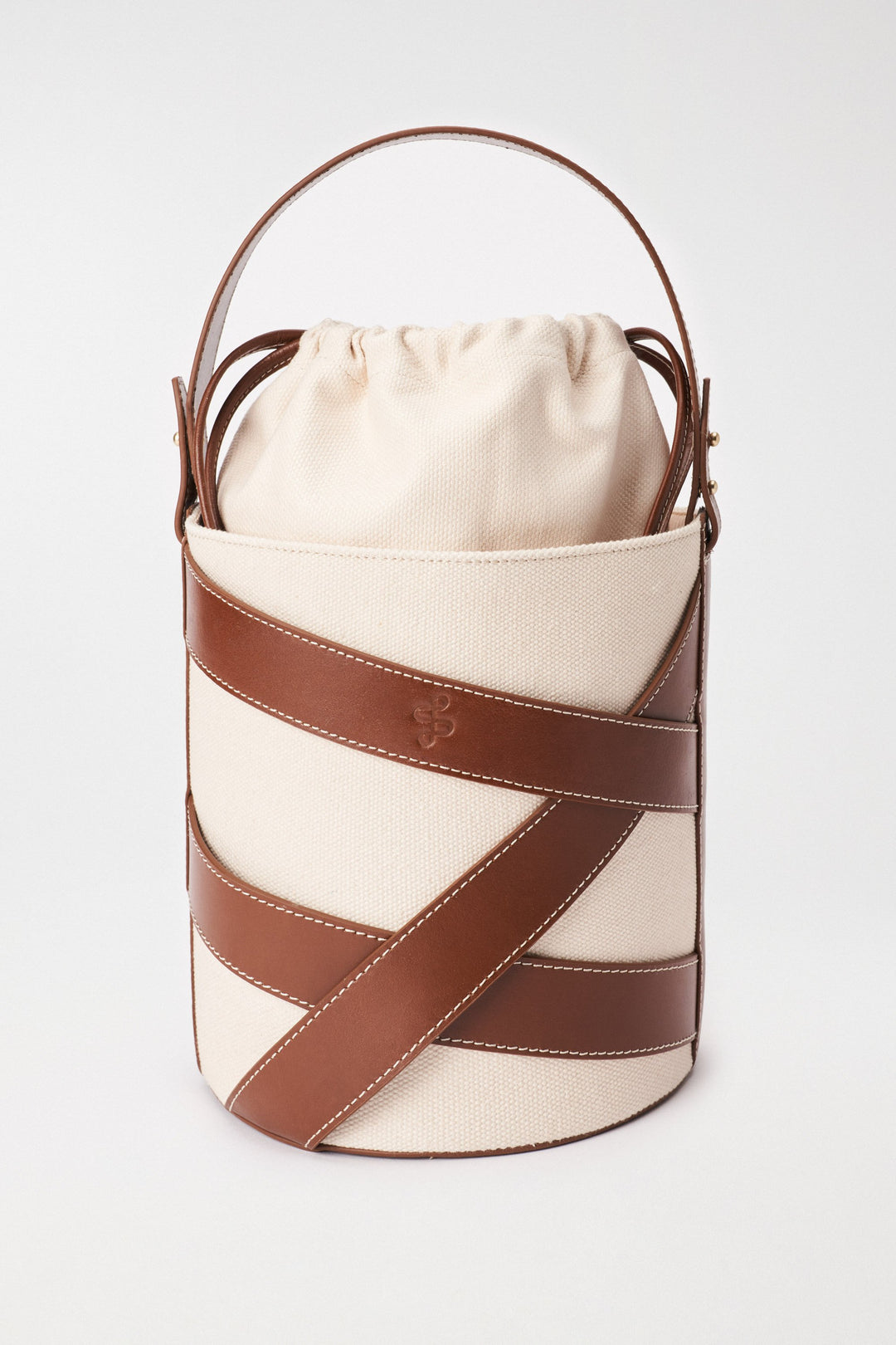 Salsa Cream & Brown Bucket Handbag