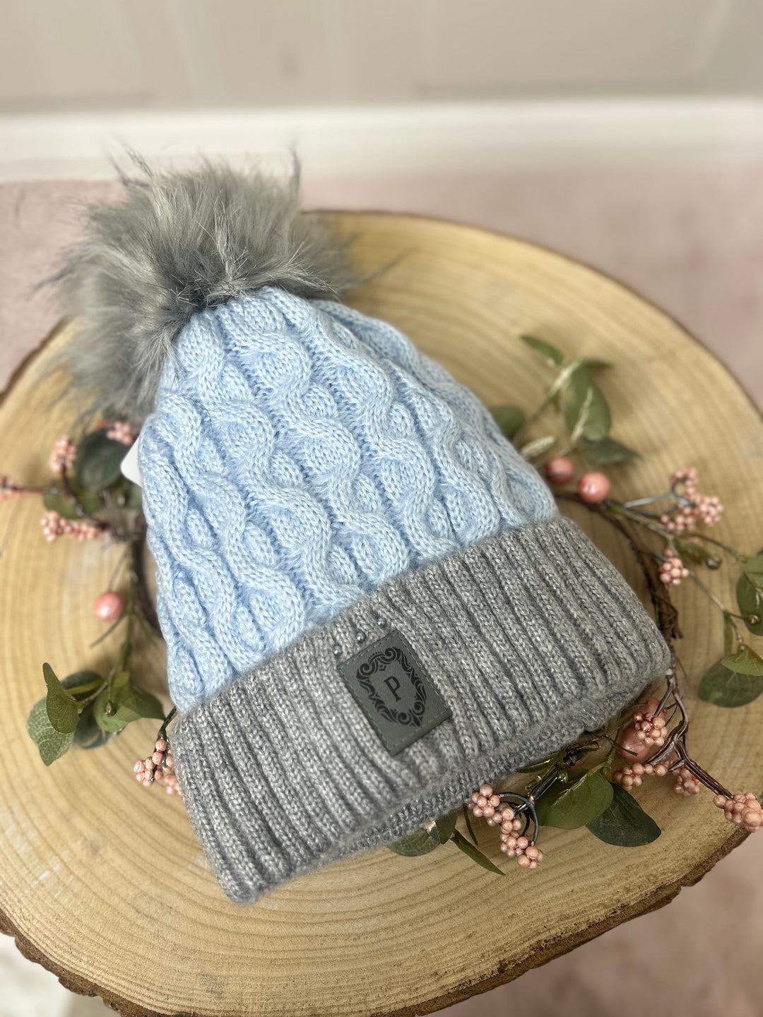 Perfect Two Tone Fleece Lined Hat Pale Blue