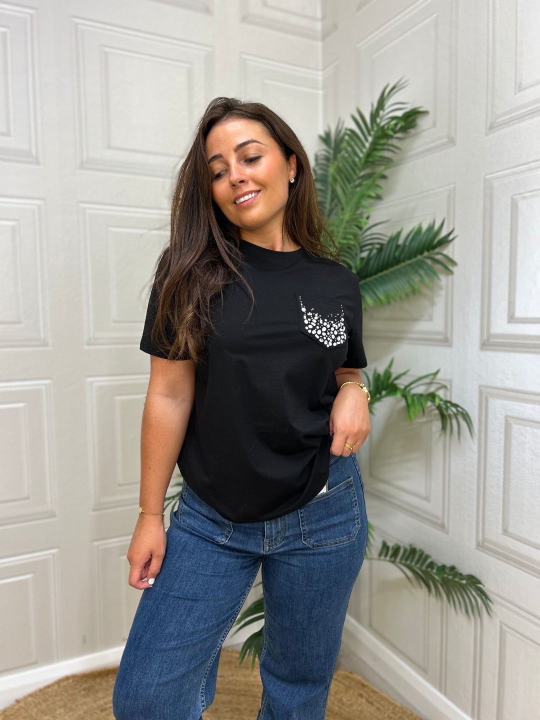 Goa Goa Kimberly Black Embellished Tee