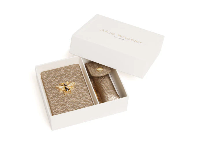 Alice Wheeler Bronze Oblong Compact Mirror & Lipstick Holder Gift Set