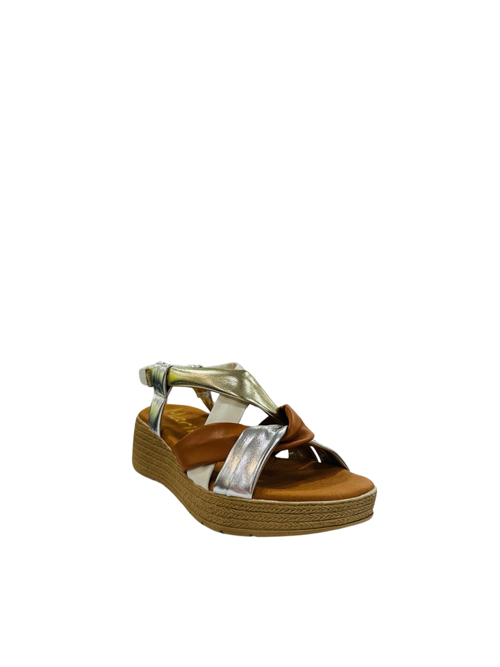 Marila Yarata Tan/Metallic Wedge Sandal