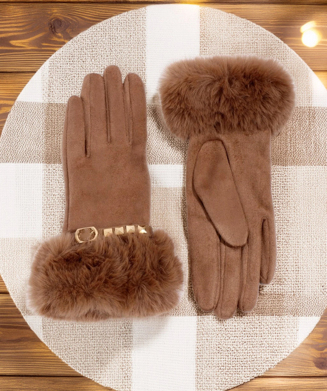 Pia Rossini Chiara Stud Embellished Camel Glove