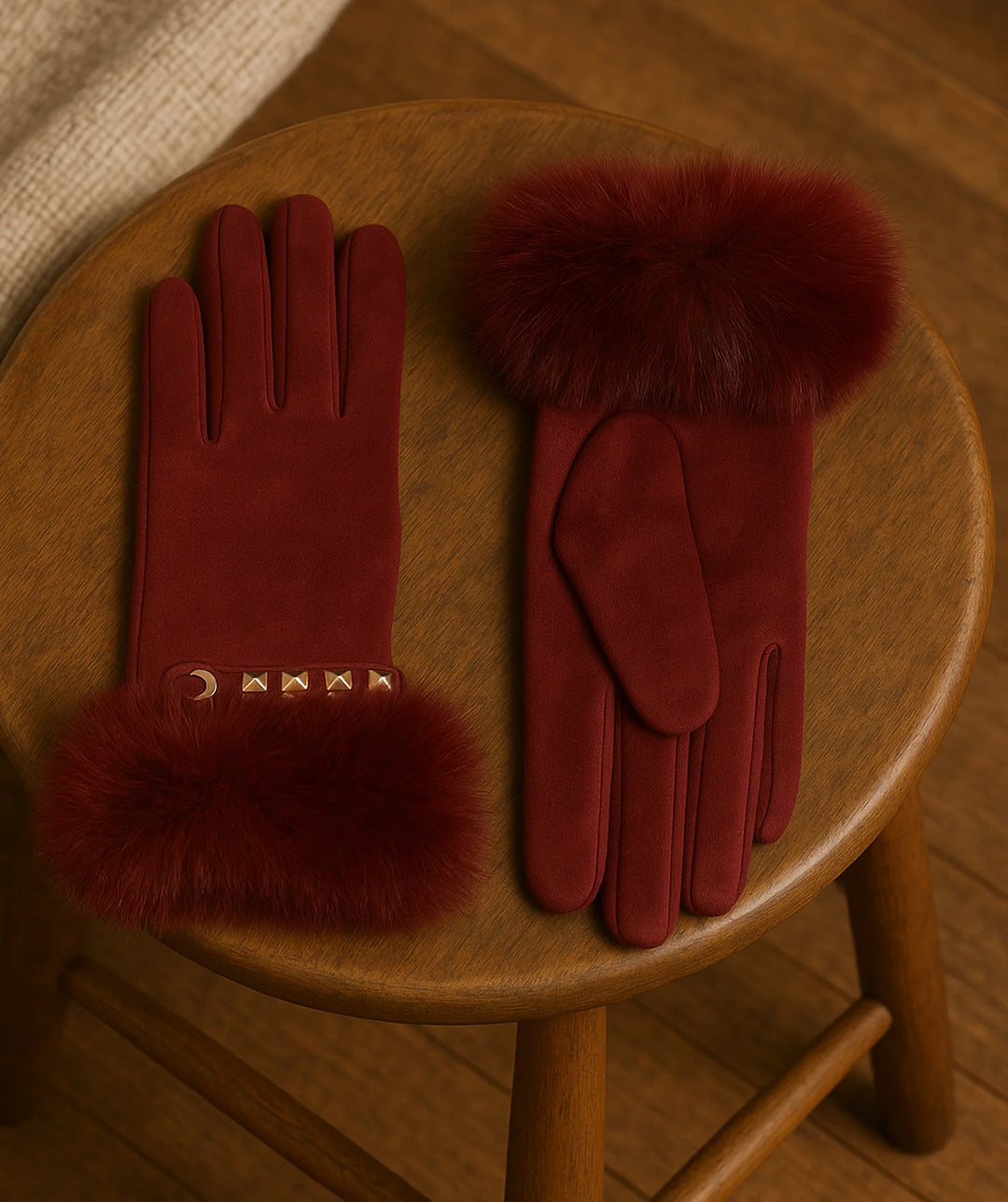 Pia Rossini Chiara Stud Embellished Burgundy Glove