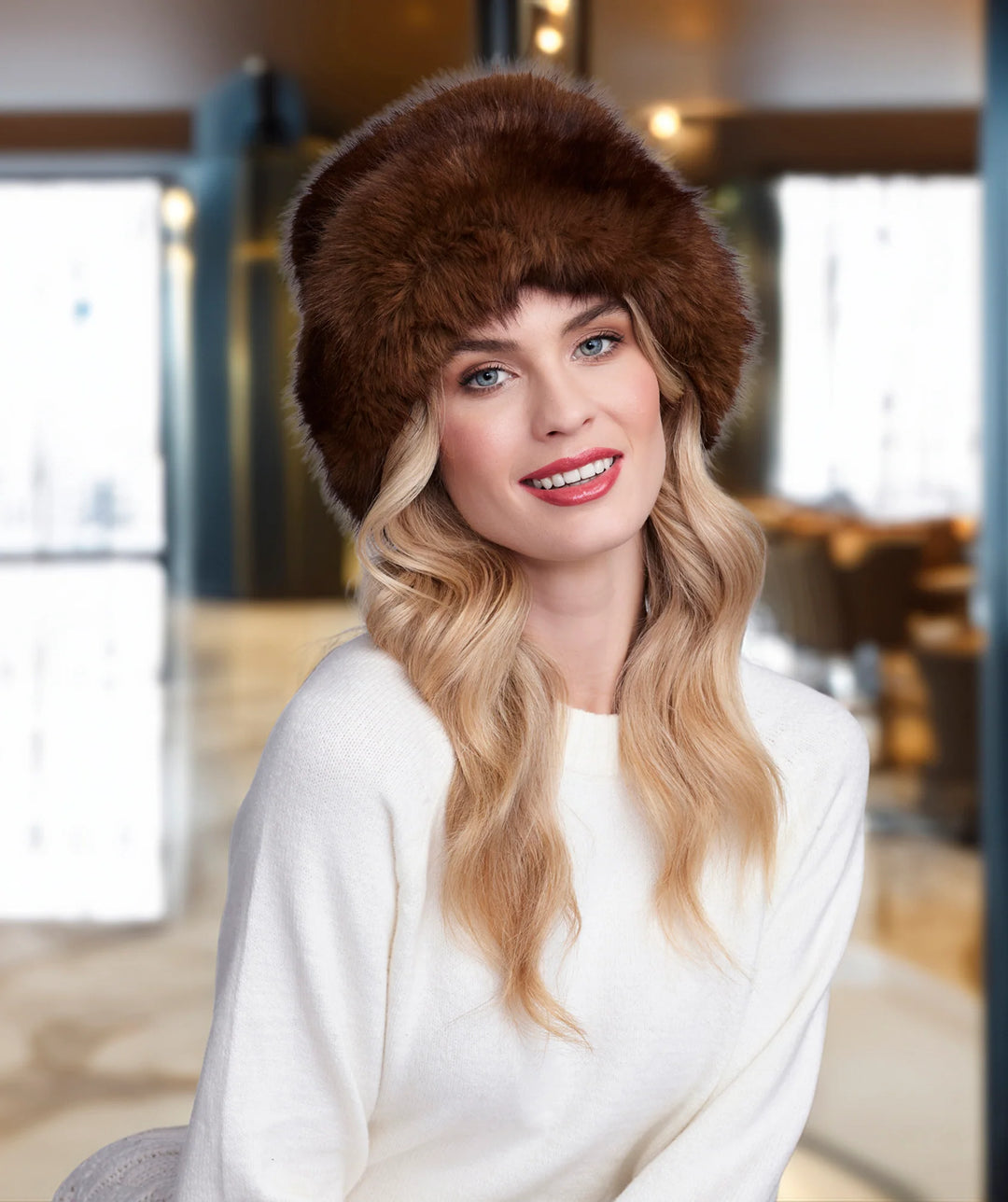 Pia Rossini Corine Brown Fur Hat