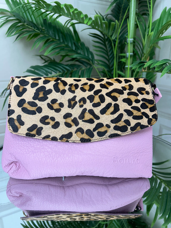 Soruka (81165) Leopard Print Clutch with Detachable Strap