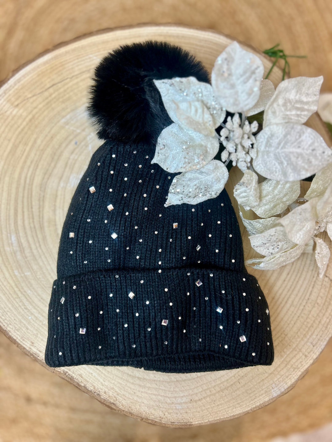 Jenny Glow (33054) Black Diamond Fur Lined Bobble Hat