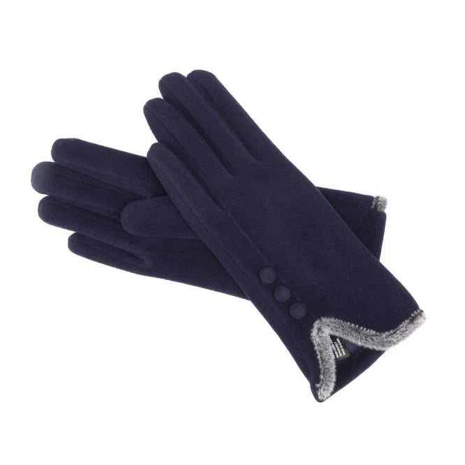 Elie Beaumont 3 Button Navy Gloves