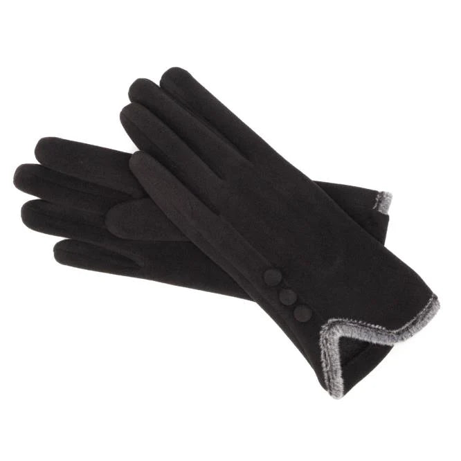Elie Beaumont 3 Button Black Gloves