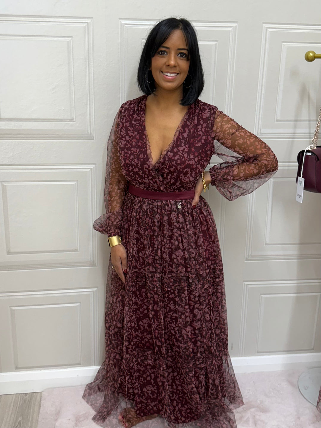 Goa Goa Fortune Burgundy Flower Print Dress