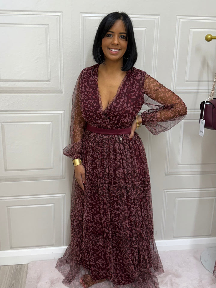 Goa Goa Fortune Burgundy Flower Print Dress