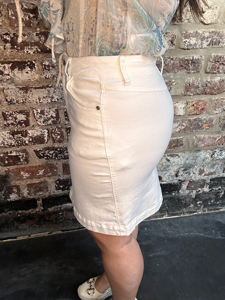 Numph Nululu Bright White Denim Skirt