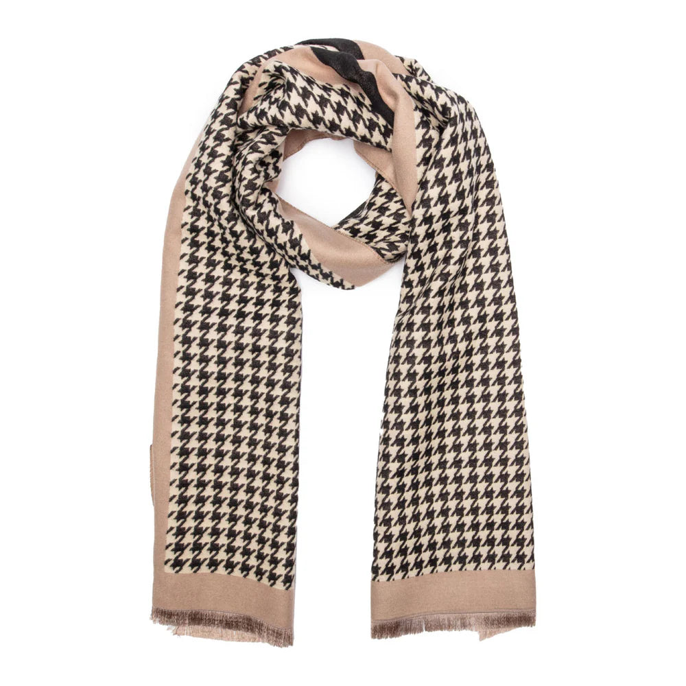 Elie Beaumont Black Dog Tooth Check Scarf