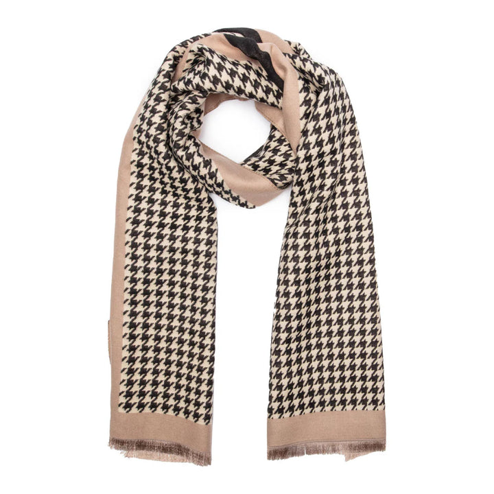 Elie Beaumont Black Dog Tooth Check Scarf