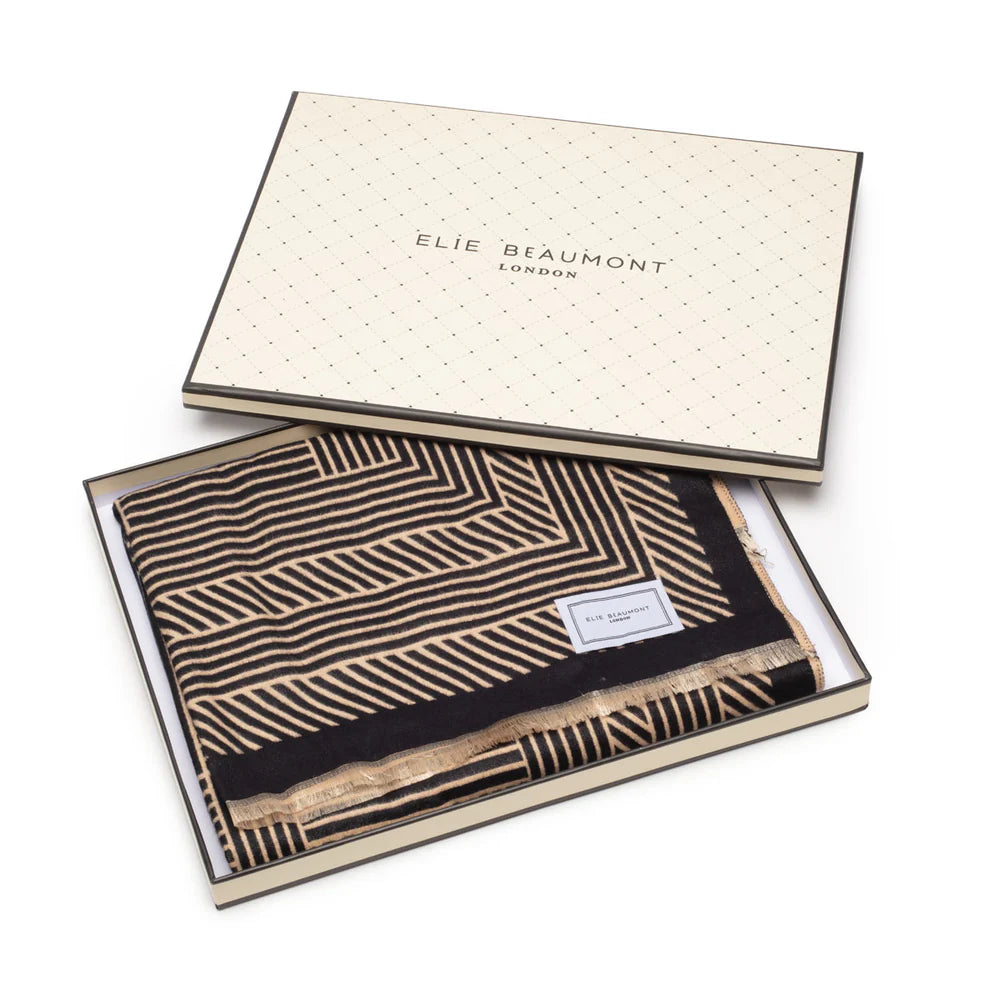 Elie Beaumont Black/Sand Geometric Scarf