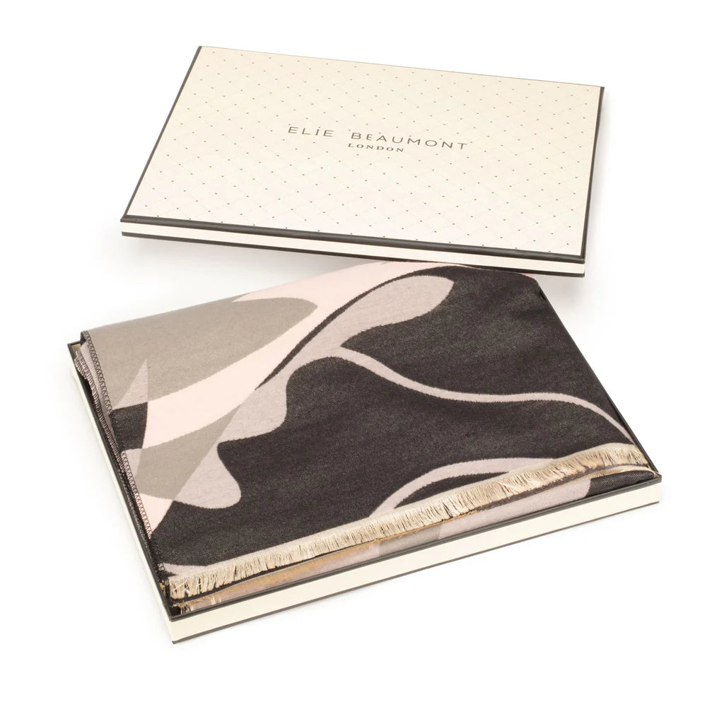 Elie Beaumont Black/Grey/Pink Impression Scarf