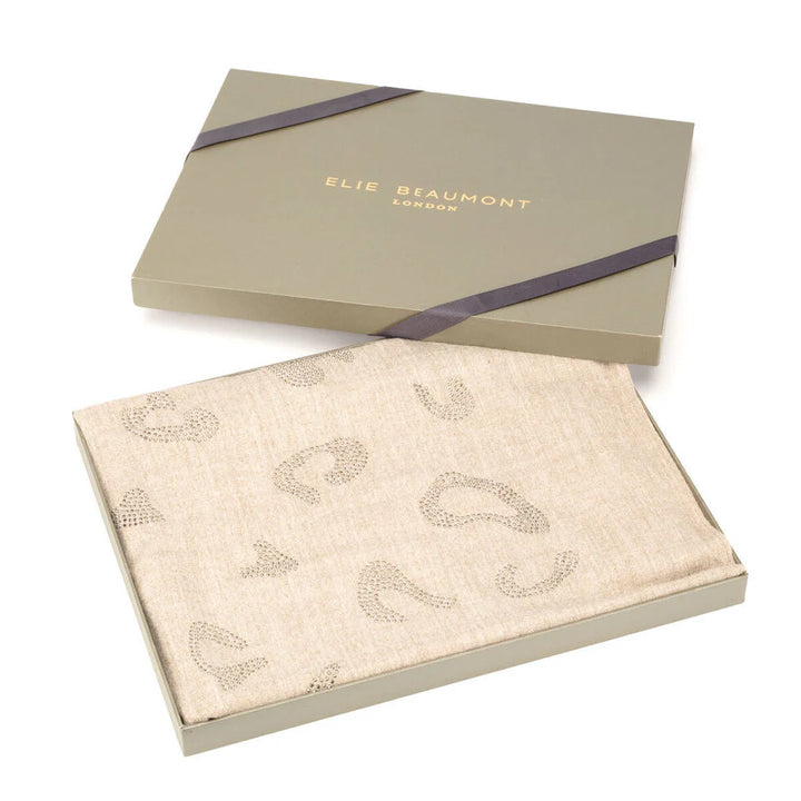 Elie Beaumont Elite Sand Leopard Diamond Scarf