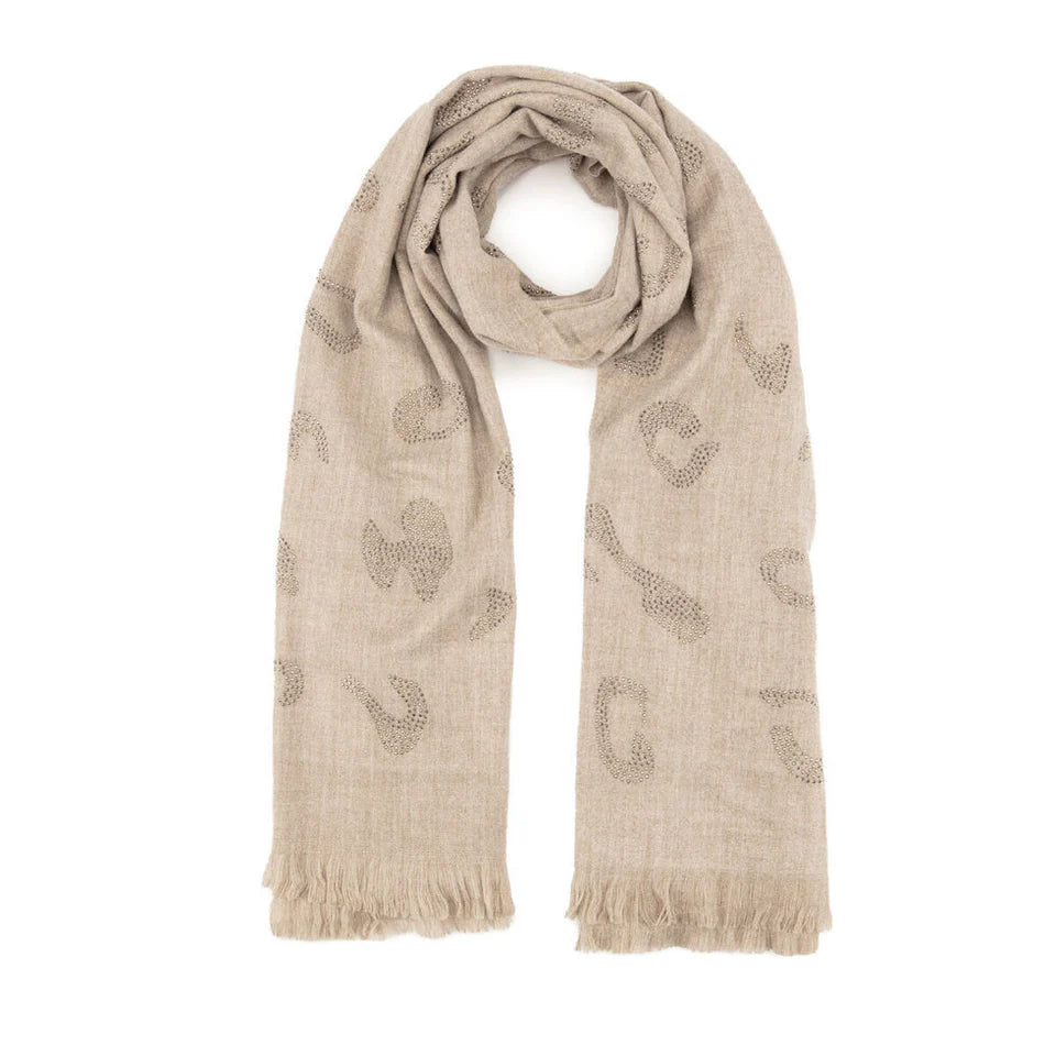 Elie Beaumont Elite Sand Leopard Diamond Scarf