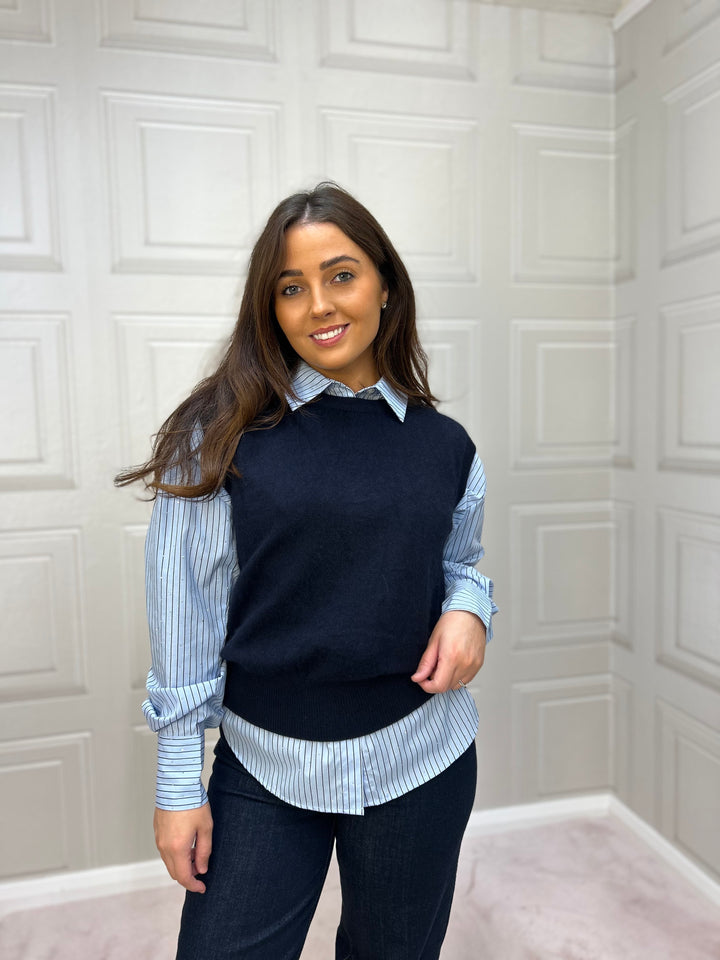 Twins Durango Navy Blue Sleeveless Round Neck Jumper