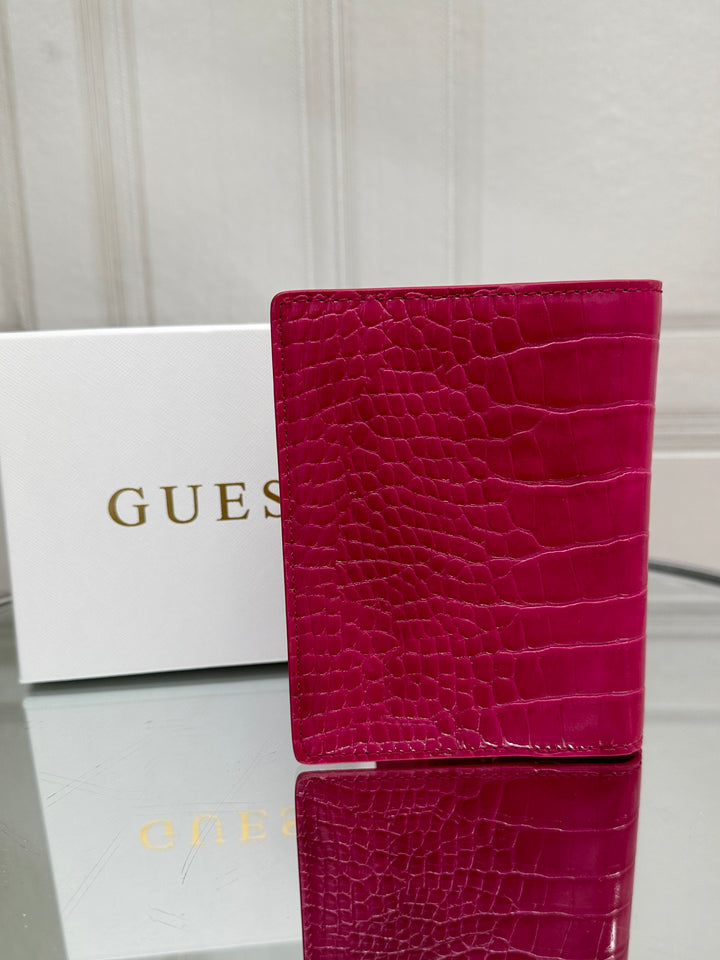Guess Fuchsia Pink Croc Passport Holder