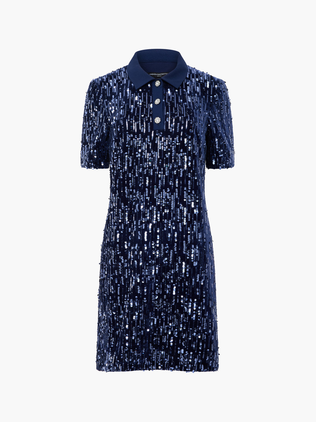 French Connection Celestial Blue Velvet Sequin Dress