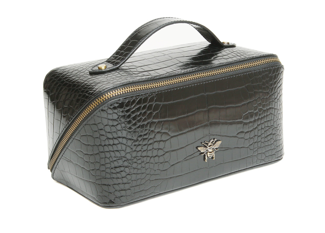 Alice Wheeler Black Croc Train Case