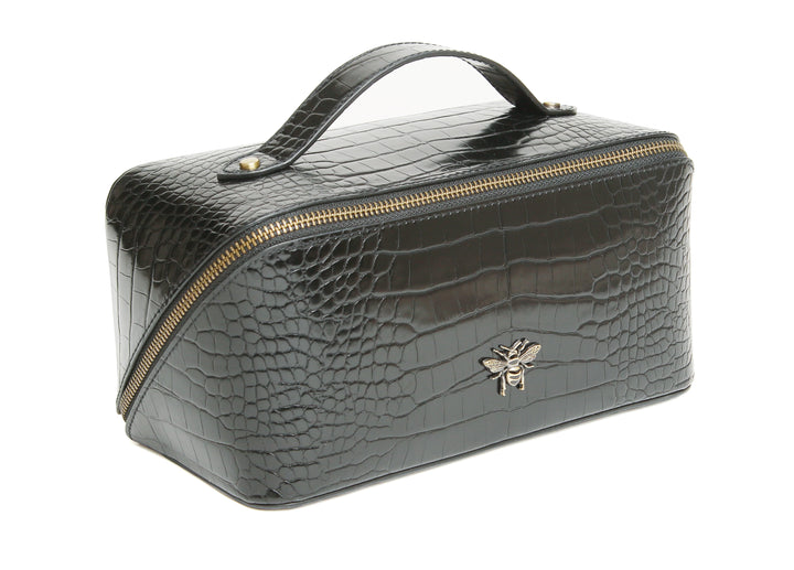 Alice Wheeler Black Croc Train Case