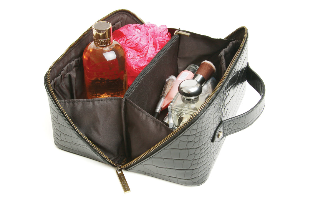 Alice Wheeler Black Croc Train Case