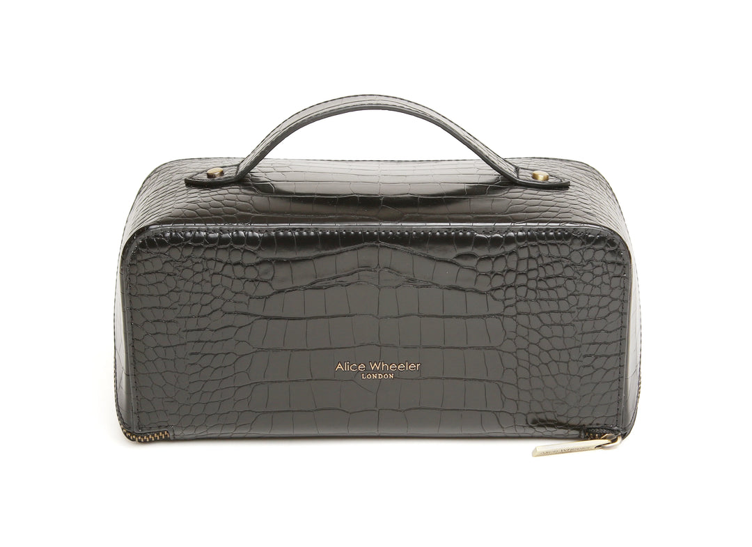 Alice Wheeler Black Croc Train Case
