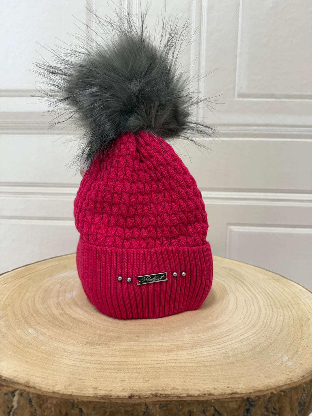 Perfect Fleeced Lined Pom Pom Hat Pink