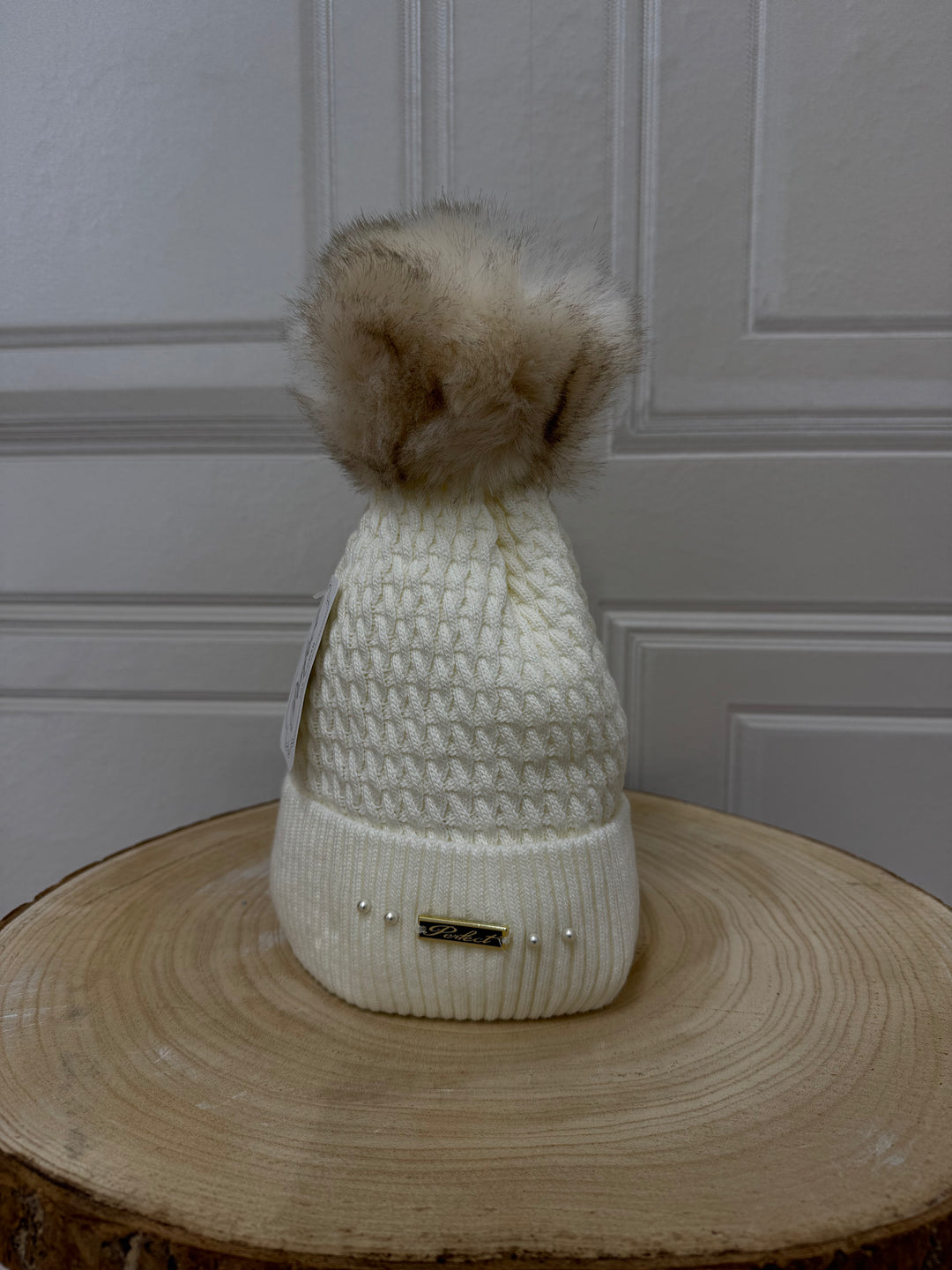 Perfect Fleeced Lined Pom Pom Hat Cream 2