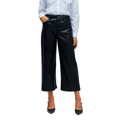 Salsa Cropped Wide Leg Leather Effect Trouser