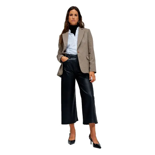 Salsa Cropped Wide Leg Leather Effect Trouser