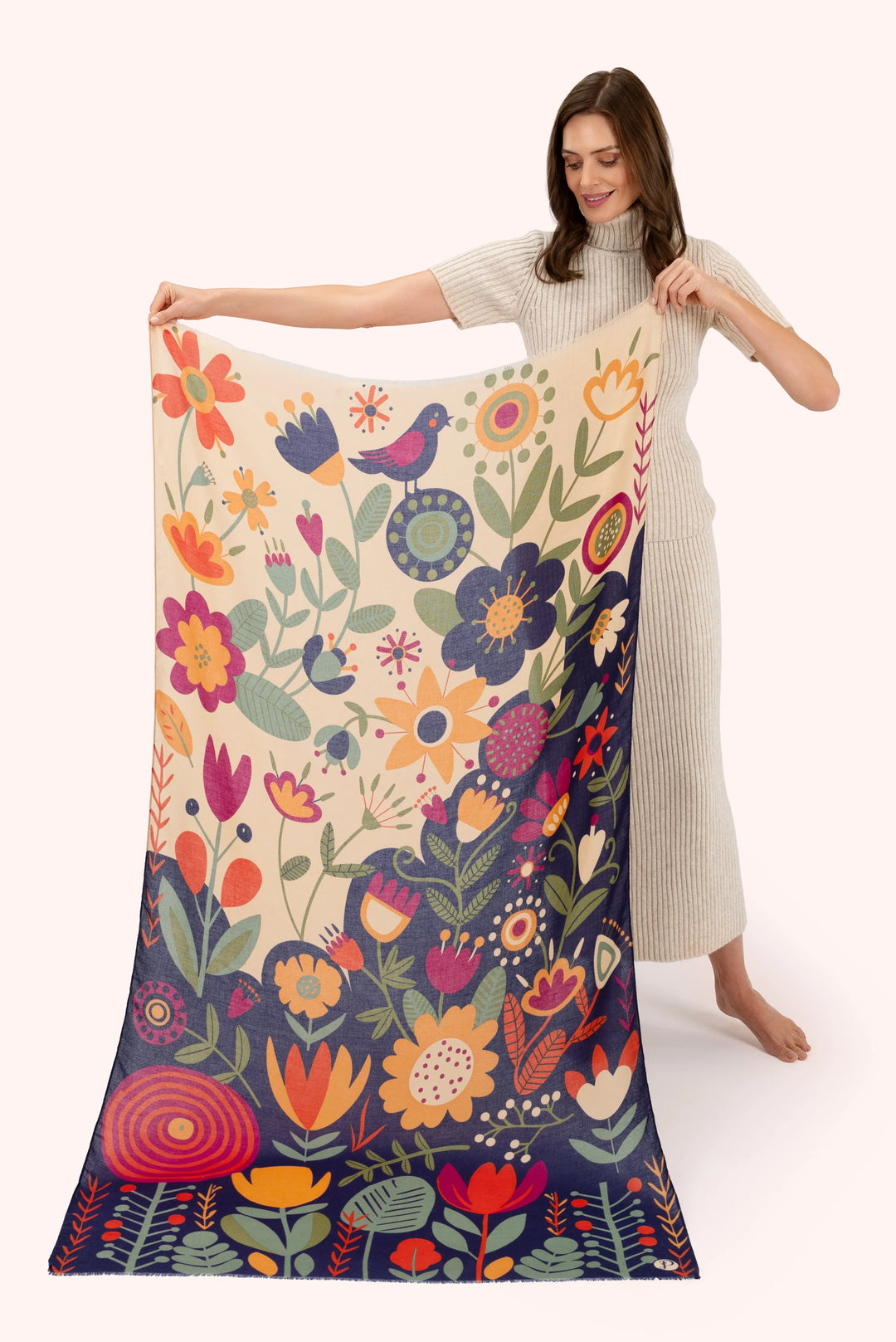 Powder Scandi Tow-Tone Floral Scarf