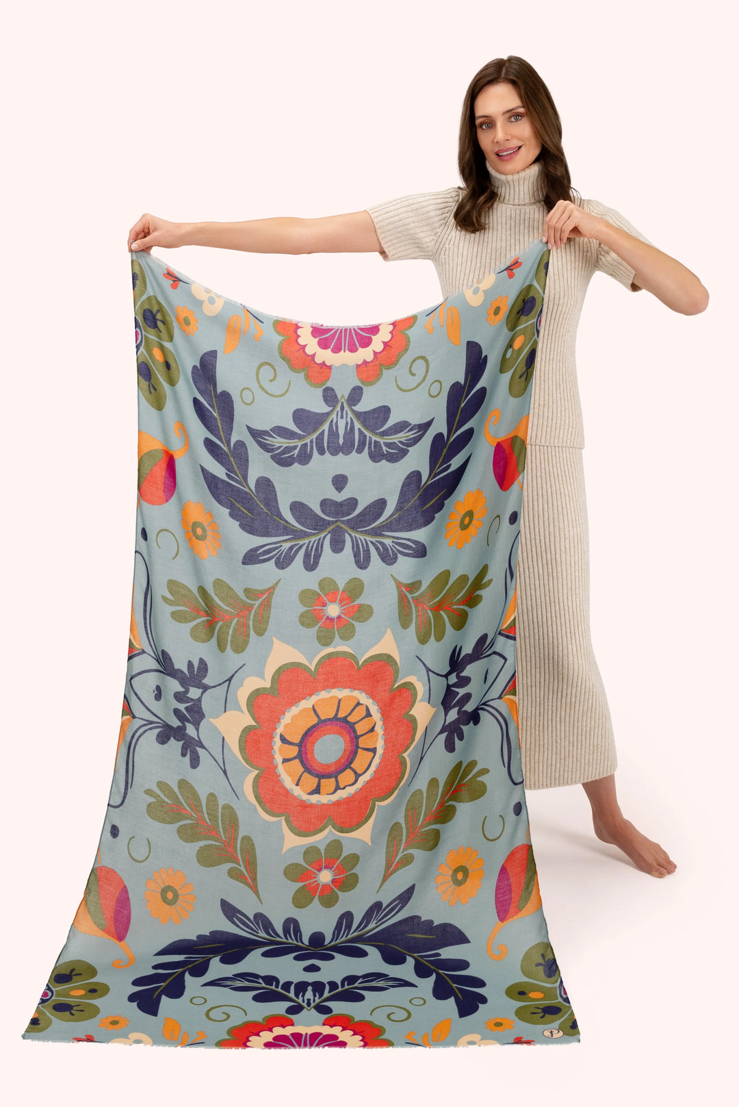 Powder Folk Floral Winter Ice Scarf