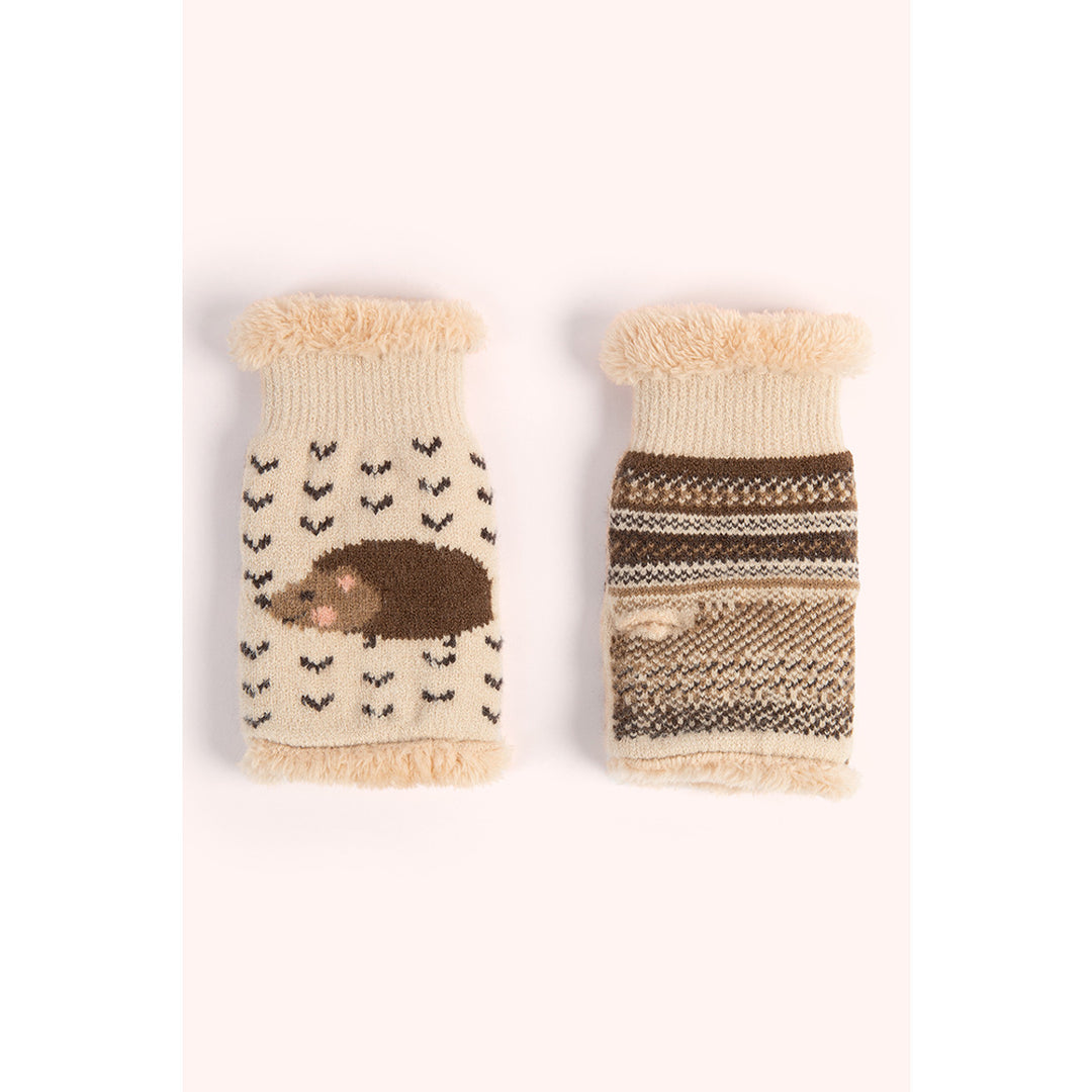 Powder Hedgehog Cream Wrist Warmers