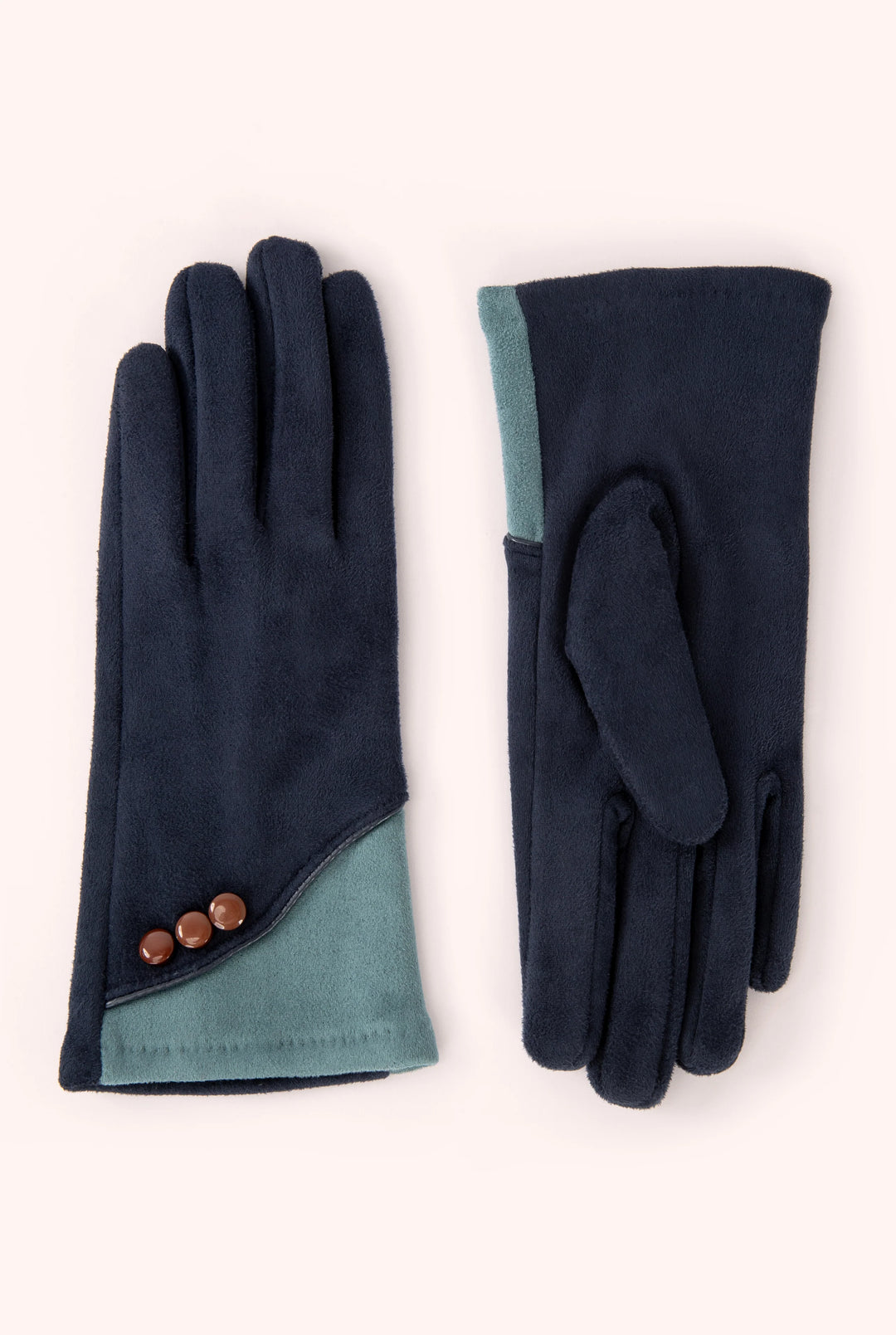 Powder Rowan Navy/Ice 3 Button Gloves