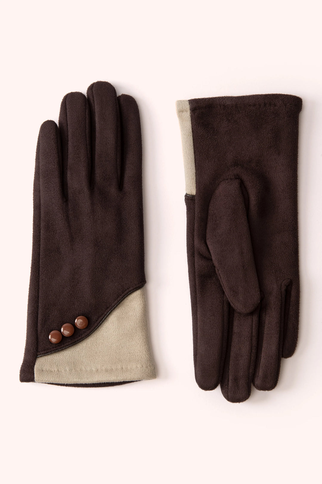 Powder Rowan Chocolate/Cream 3 Button Gloves