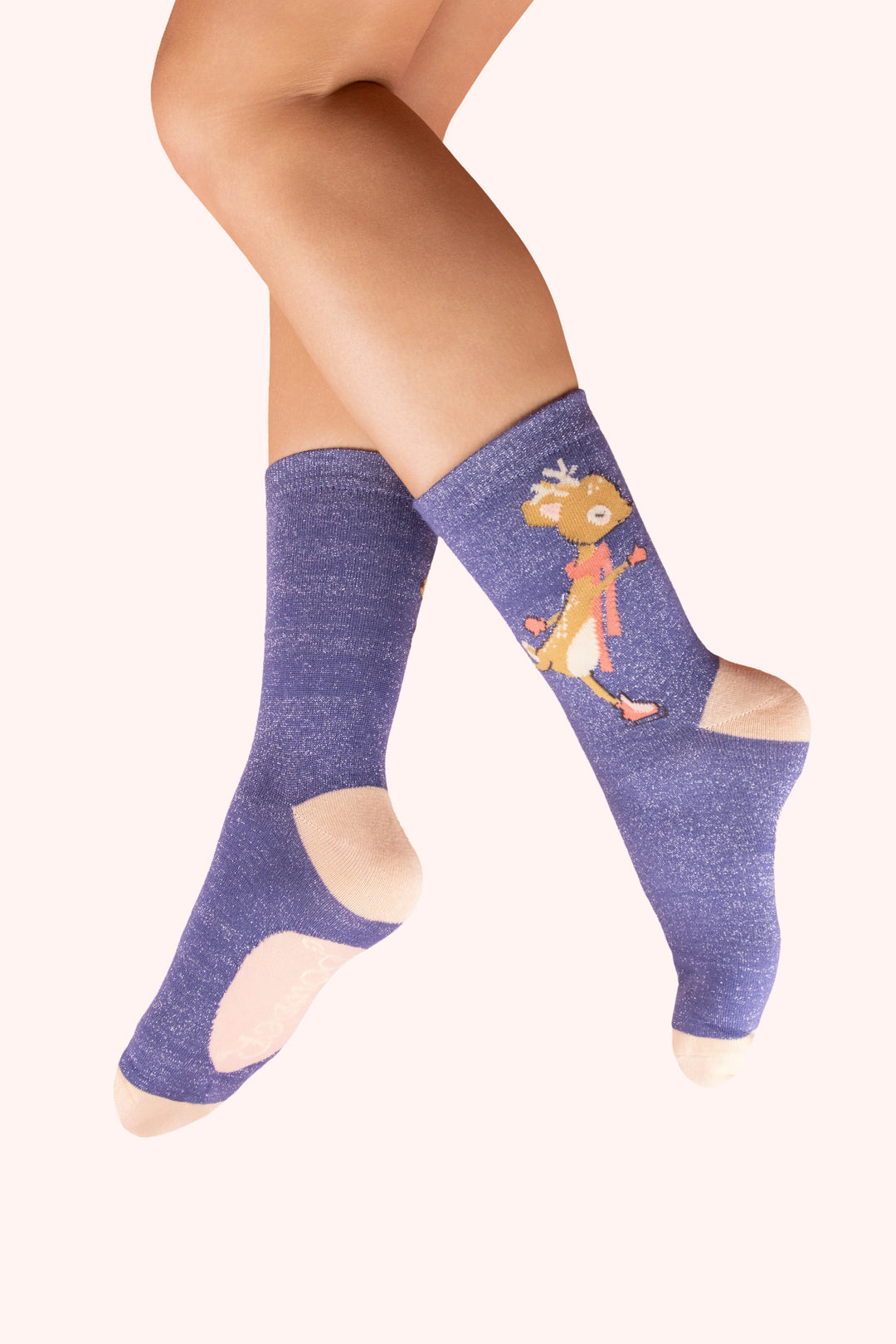 Powder Skating Deer Glitter Ankle Socks