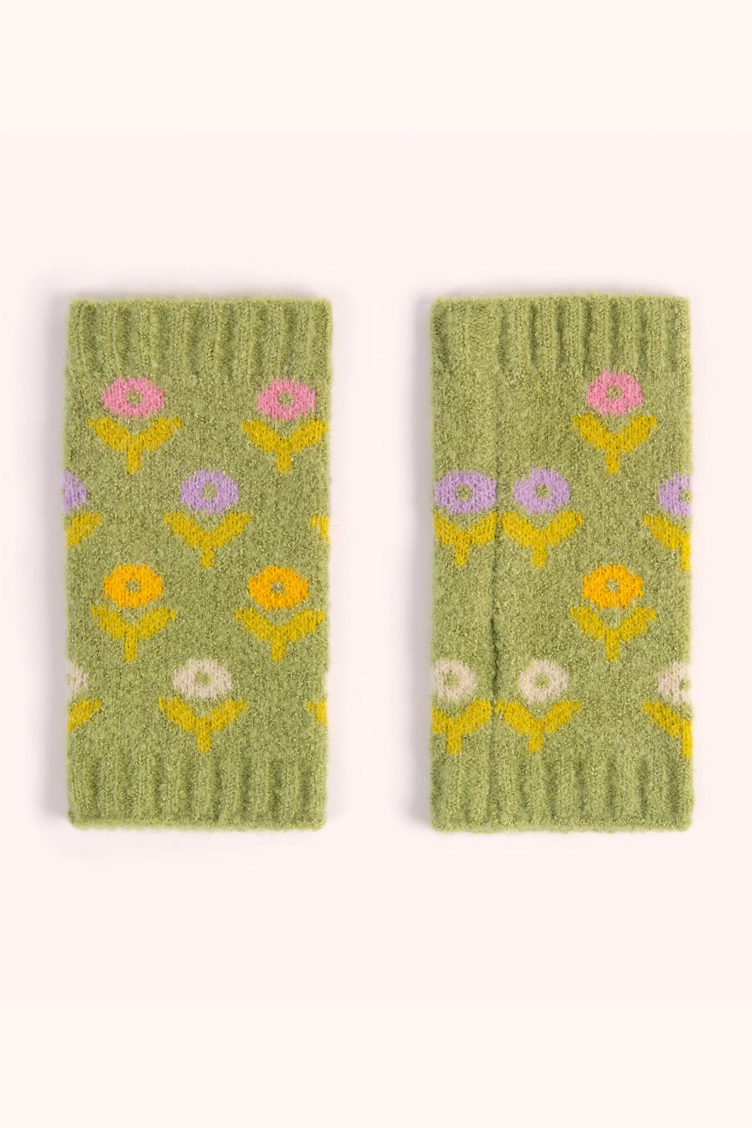 Powder Willow Ditsy Flower Sage Wrist Warmers