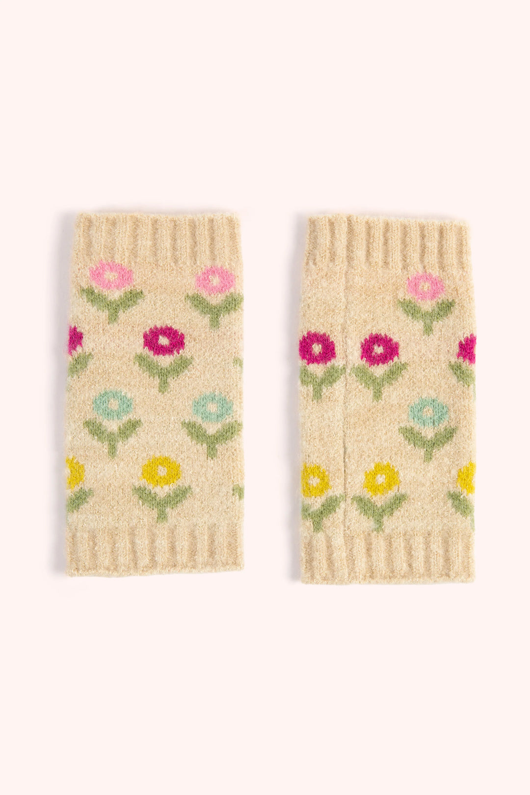 Powder Willow Ditsy Flower Cream Wrist Warmers
